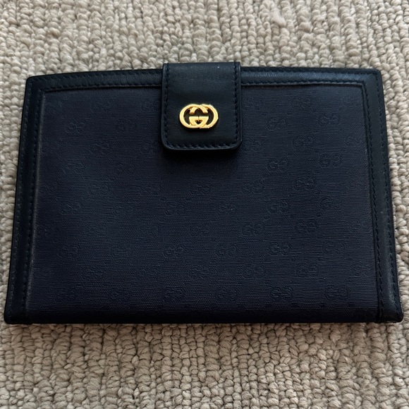 Vintage Gucci Navy monogram Wallet with Gold Emblem - Picture 1 of 7